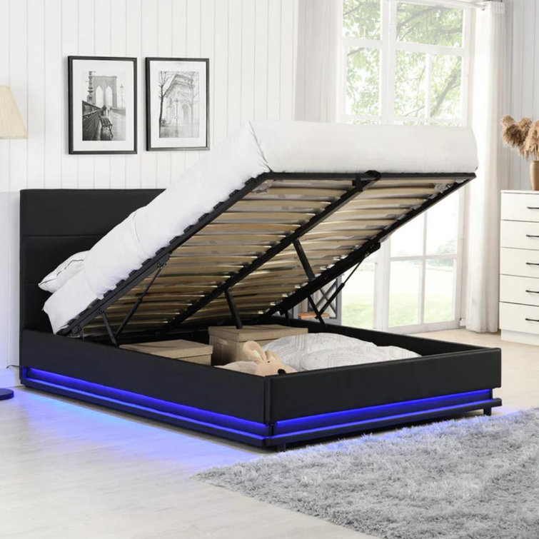 Metro Lane Wilburton LED Upholstered Ottoman Bed Frame & Reviews Wayfair.co.uk